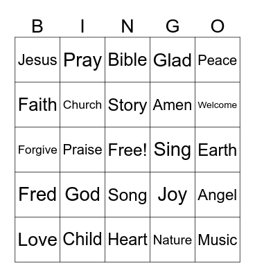 Kids' Church Bingo Card