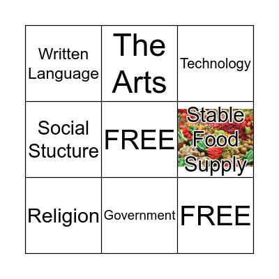 Seven Elements of Civilization Bingo Card