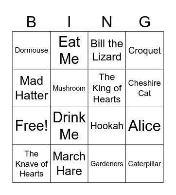 Alice in Wonderland Bingo! Bingo Card