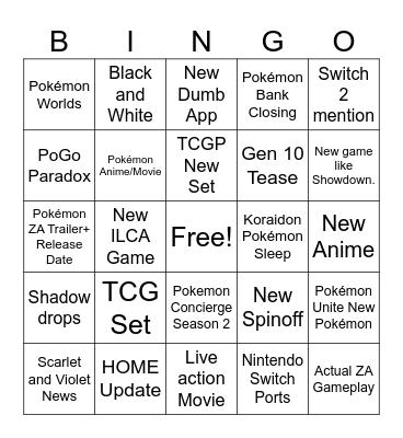 Pokémon Day 2025 Bingo Card