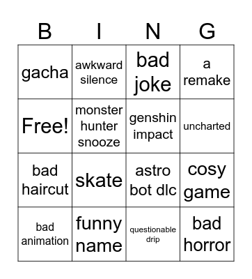state of play Bingo Card