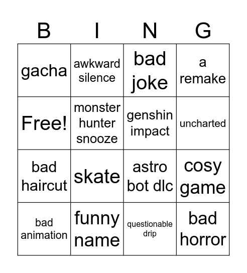 state of play Bingo Card