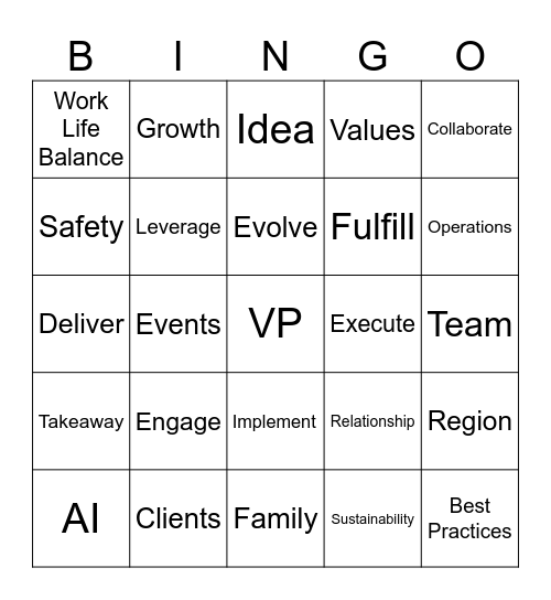 Lingo Bingo Card