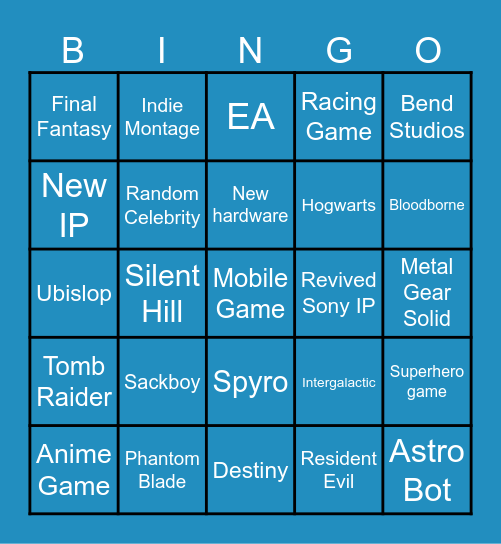 STATE OF PLAY 2025 Bingo Card