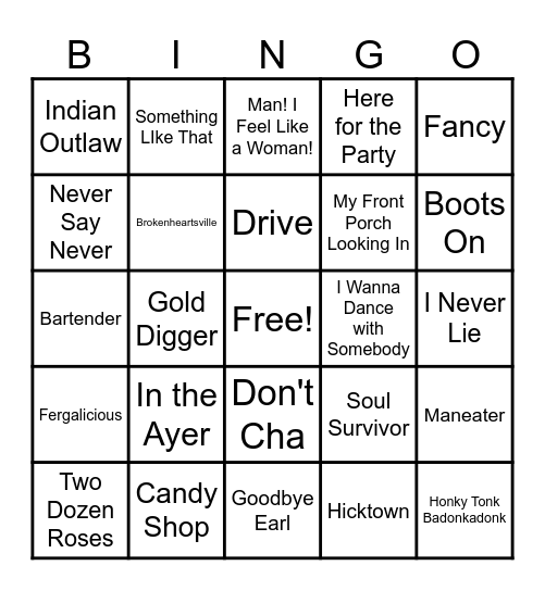 Alyssa’s Birthday Hits Bingo Card