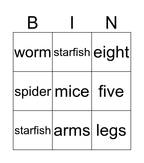 Super Easy Bingo Unit 3 Bingo Card