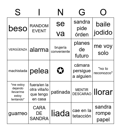 EL BINGO DE LAS TENTACIONES Bingo Card