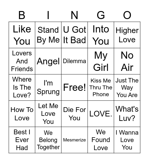 Valentine's Bingo Card