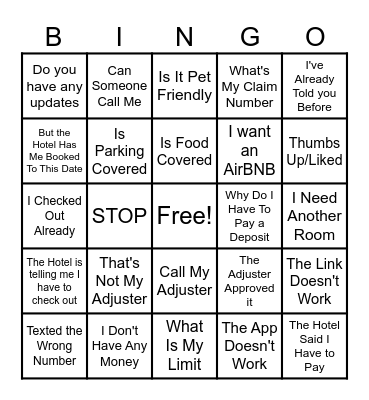 Admin Team Bingo Card
