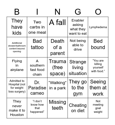 600 lb Life Bingo Card