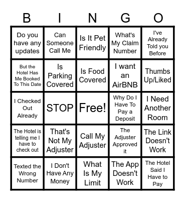 Admin Bingo Card