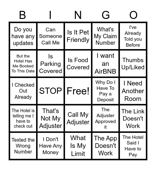 Admin Bingo Card