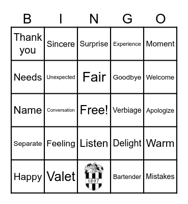Three Steps of Service BINGO Card
