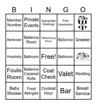 Bellerive Events Training BINGO Card