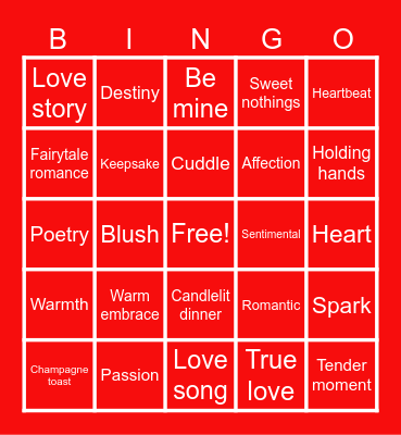 APU NOW VALENTINES Bingo Card