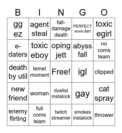 V A L O R A N T Bingo Card
