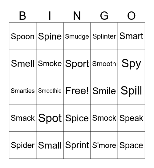 S-Blends Bingo Card