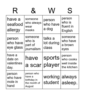 PAIR IT UP! Bingo Card