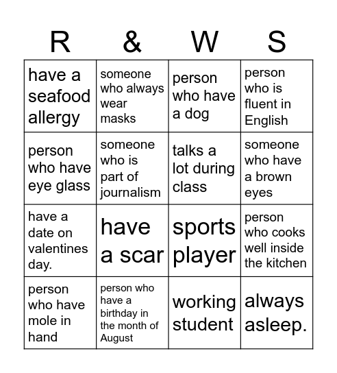 PAIR IT UP! Bingo Card