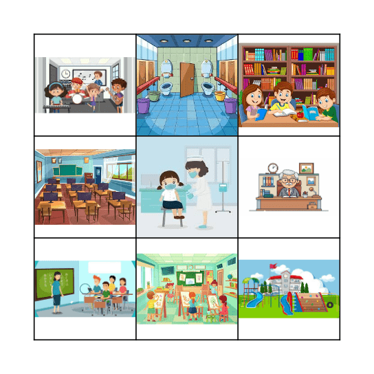 Favorite Place at School Bingo Card