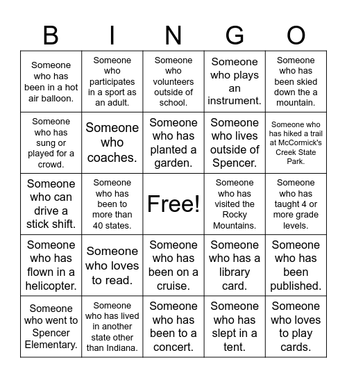 SES STAFF Bingo Card