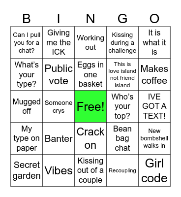 LOVE ISLAND BINGO Card
