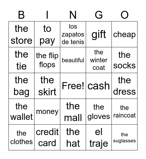 De compras Bingo Card