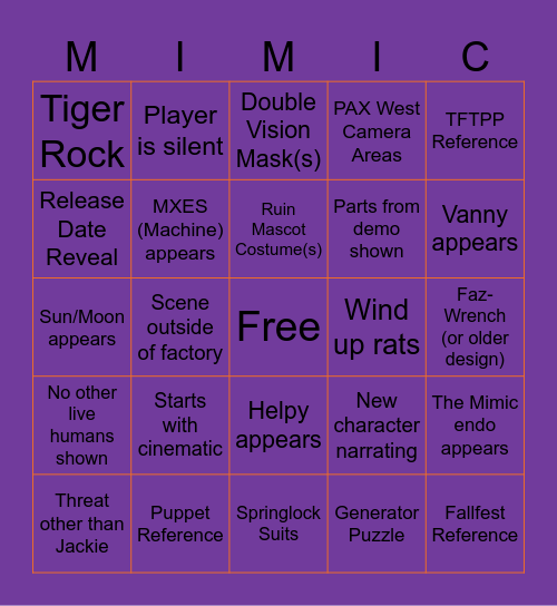 SOTM Trailer Bingo Card Bingo Card