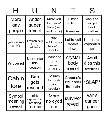 YellowJackets Season 3 Bingo Card