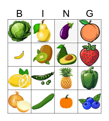 FRUIT & VEGETABLE BINGO Card
