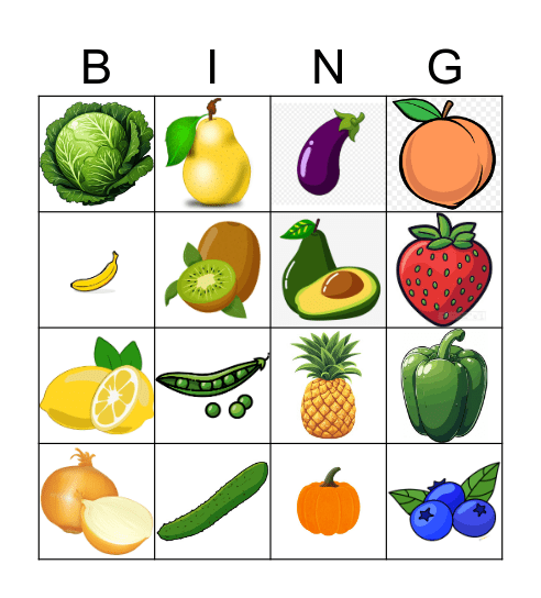 FRUIT & VEGETABLE BINGO Card