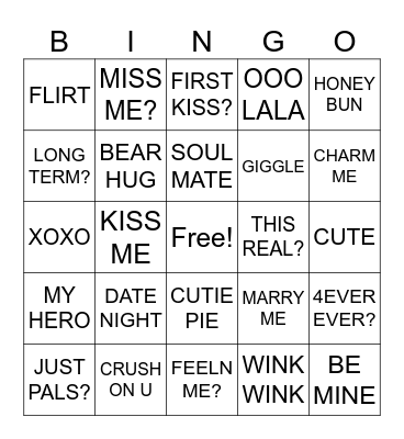 Conversation Heart Bingo Card