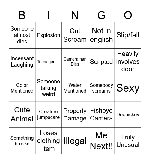 Unusual Memes Bingo Card