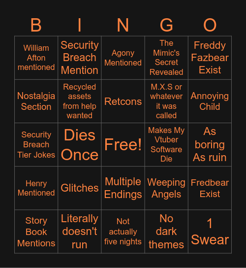 SOTM Bingo Card