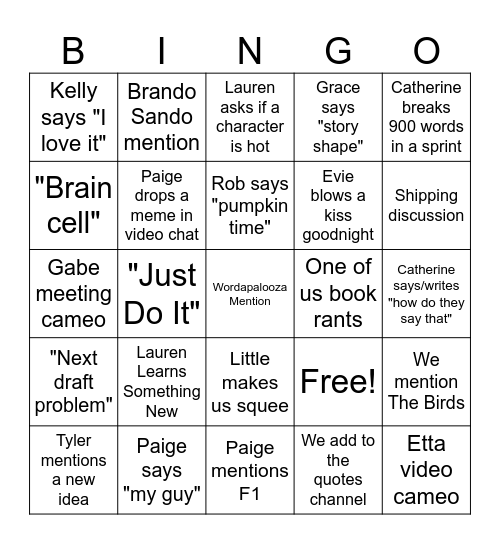 WordSmiths BINGO Card