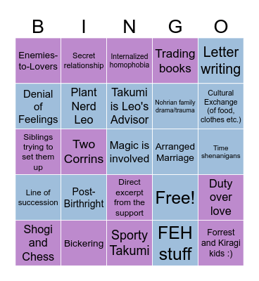 kiragi (leokumi fic trope bingo) Bingo Card