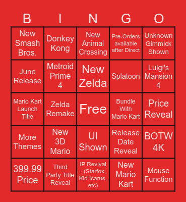 Switch 2 Direct Bingo Card