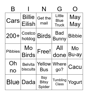 Wesley Bingo! Bingo Card
