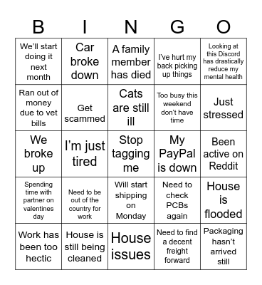 Duality bingo card Bingo Card
