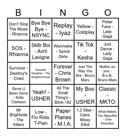 2000s Bingo Card