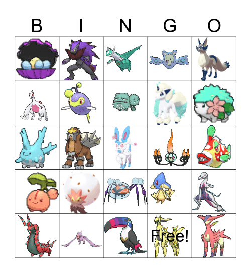 2025 Shiny Pokemon Bingo Card