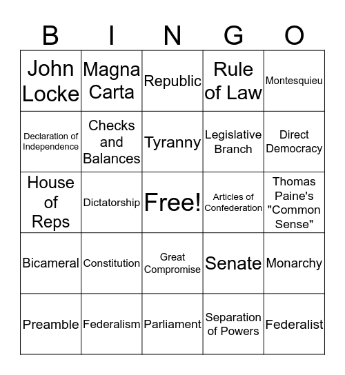 Benchmark Boot-Camp Bingo Card