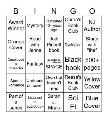 Bookish Bingo Card