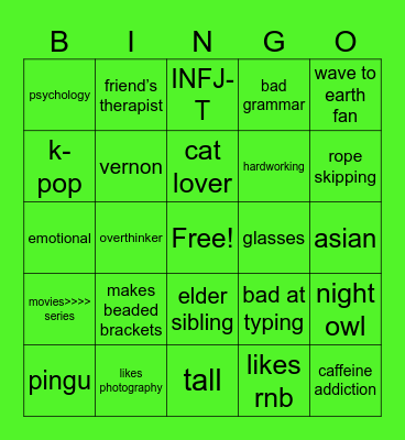 chrt Bingo Card