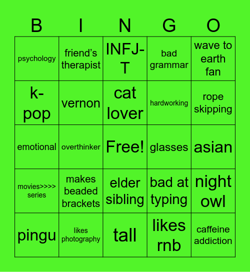 chrt Bingo Card