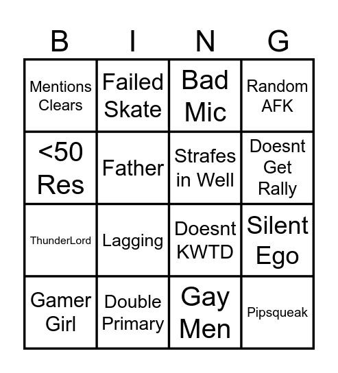 DESTINY LFG Bingo Card