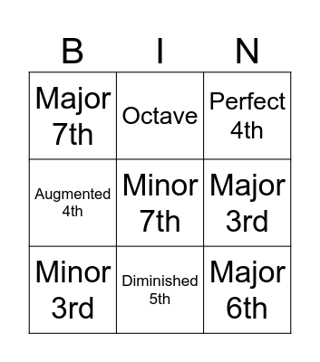 Interval Bingo! Bingo Card