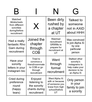 Recruitment Bingo! Bingo Card