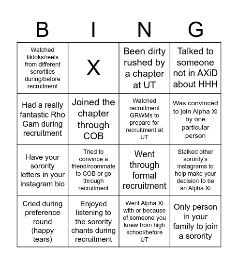Recruitment Bingo! Bingo Card