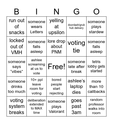 phi Bingo Card